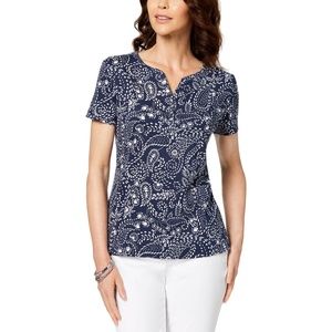 NWT 1X Intrepid Blue Karen Scott Henley